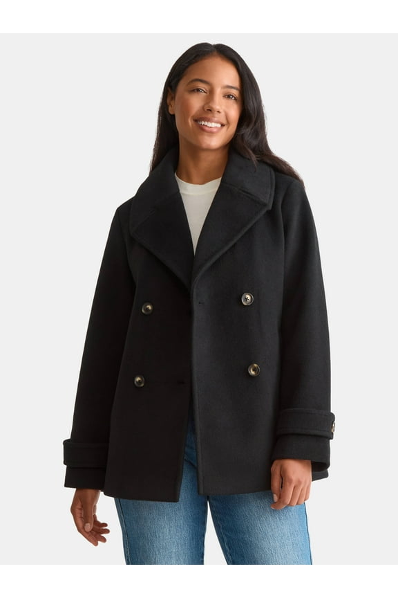 Women's and Women's Plus Faux Wool Peacoat, Sizes XS-2X