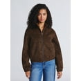 thumbnail image 1 of Time and Tru Women's and Women's Plus Faux Wool Bomber Jacket, Sizes XS-2X, 1 of 5