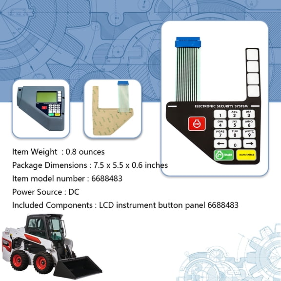 6688483 Replacement instrument panel button panel, 11-pin connector cable, for Bobcat skid steers