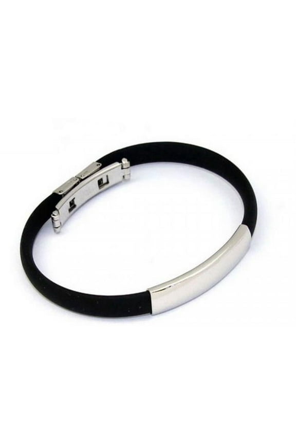 669.030.B Black Rubber Bracelet in Stainless Steel