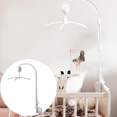 66Cm Bracket Cross Hanging Bell Cradle Musical Baby Crib Mobile For Kids Bed Bell Toy Holder Arm Bracket & Wind Up Music Box Arts & Crafts & DIY toys White
