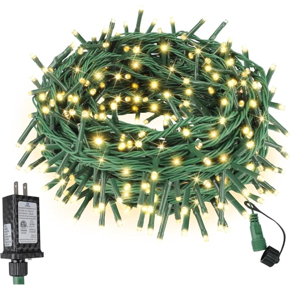 66FT 200 LED Christmas Mini Lights End-to-End Plug 8 Modes Indoor String Lights with Timer Outdoor Indoor Twinkle Fairy Lights Christmas Tree Patio Garden Holiday Warm White
