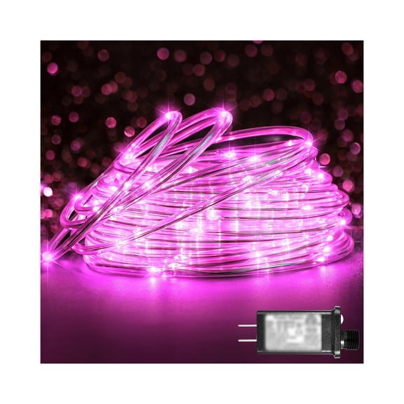 66FT 200 LED Outdoor Rope Lights, Connectable 8 Modes Clear Tube String Lights, Versatile Lighting for Indoor, Garden, Backyard, Patio, Pool, Tree, Holiday Decoions, Pink