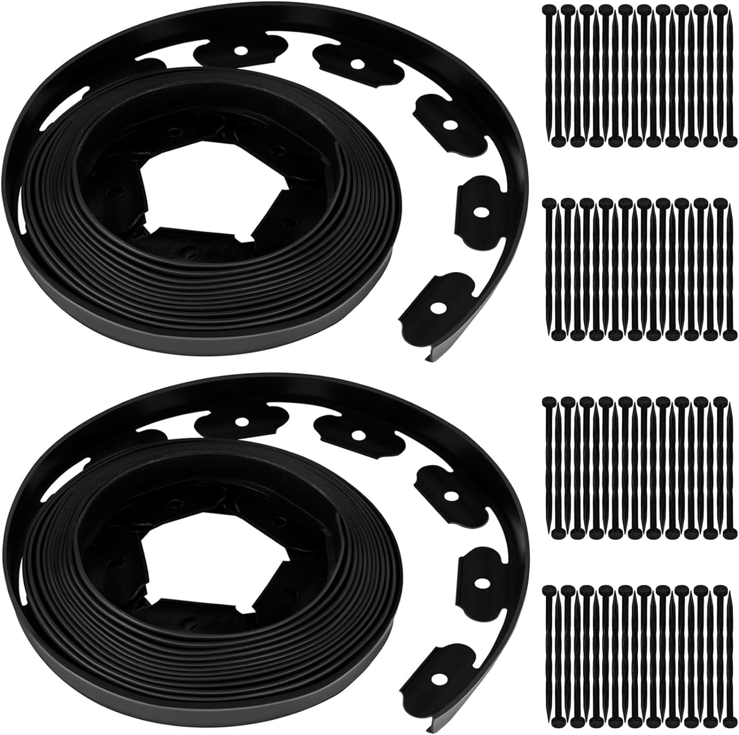 66FT Landscape Edging Border Kit, No Dig Garden Border Edging with 80 Spikes, 2 inch Tall Plastic Border Flexible for Garden Flower Beds Lawn