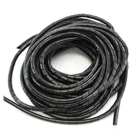66FT PE 3/8 Inches (10 mm) Black Polyethylene Spiral Cable Wire Wrap Hydraulic Hose Wrap Tube Cable Management Protector Sleeve PC Manage Cable for Car Computer Cable Wire Holder Organizer PC and TV