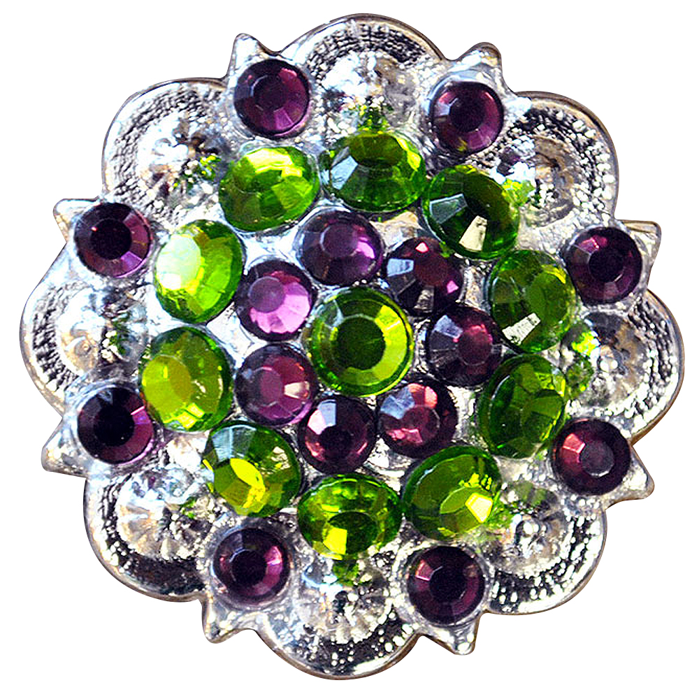 66HS Set Of 4 Screw Back Concho Peridot Amethyst Crystal 1-1/4In Saddle - image 1 of 7