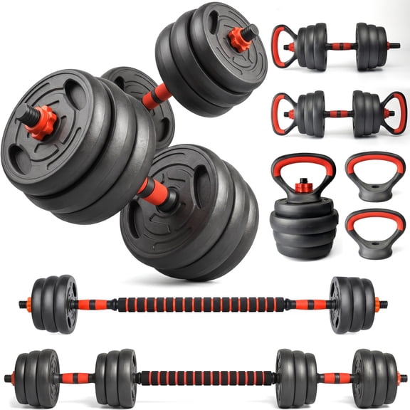 66LB Adjustable Dumbbell Set, 4-in-1 Convertible Weights, Dumbbells, Barbell, Kettlebells for Home Gym Workouts