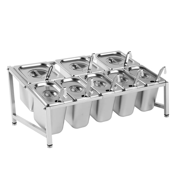 66Lbs Capacity Expandable Countertop Spice Rack, Stainless Steel Polished Rack for Cafe Beverage Shop Restaurant Buffet