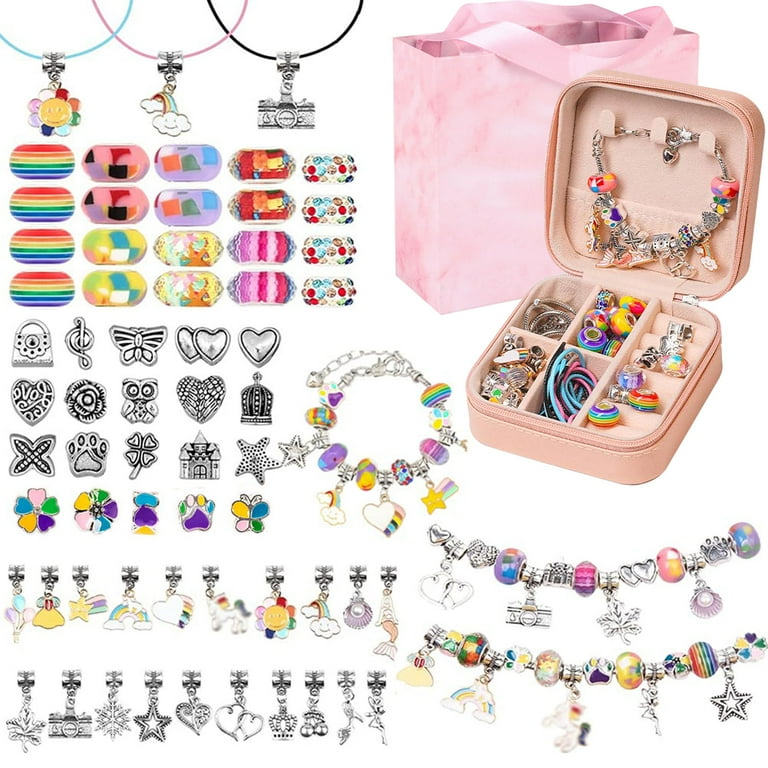 Kid Odyssey DIY Charm Bracelet Kit with Beads, Snake Chains