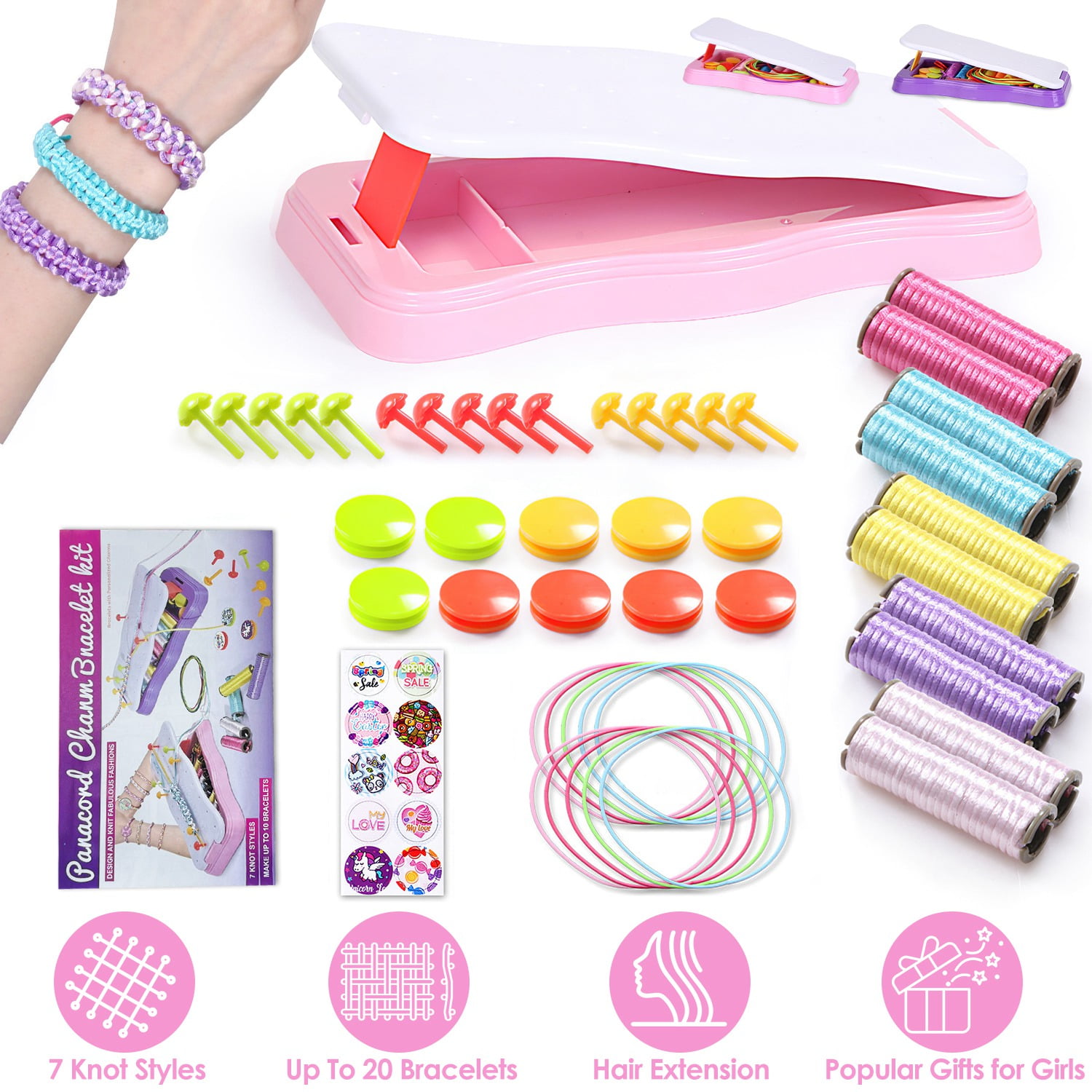 66Pcs DIY Charm Bracelet Making Kit with Gift Box, Jewelry Making Kit for 6-12 Years Old Kids