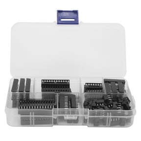 66Pcs IC Chip Socket Flat Pin DIP Integrated Circuit Components Assortment Kit 2.54mm