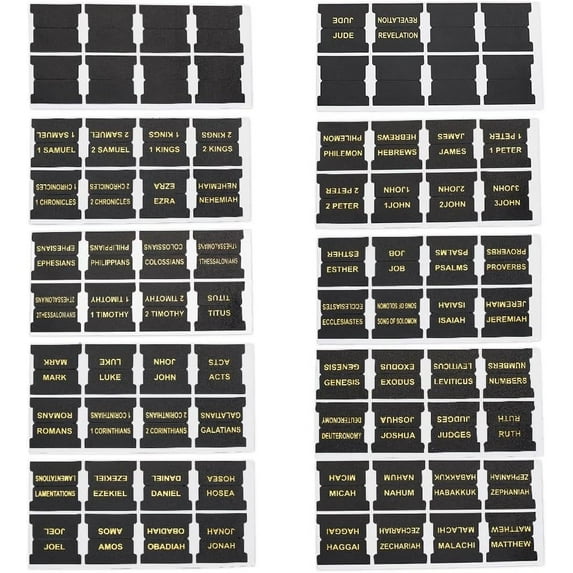 66Pcs Leather Bible Tabs with 14Pcs Blank Leather Tabs Self-Adesive Bible Index Labels Black Imitation Leather Bible Tabs