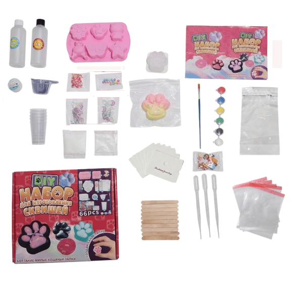 66Pcs Taba Squishy Kit, DIY Squishy Making Kit 1:1 AB Liquid Silicone, Squishies Craft Kits,FuFu Squishy Kit with Mold - Stress Relief Entertainment Gifts for Any Occasion-23