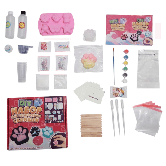 66Pcs Taba squeeze Kit, DIY squeeze Making Kit 1:1 AB Liquid Silicone, Squishies Craft Kits,FuFu squeeze Kit with Mold - Stress Relief Entertainment Gifts for Any Occasion-23