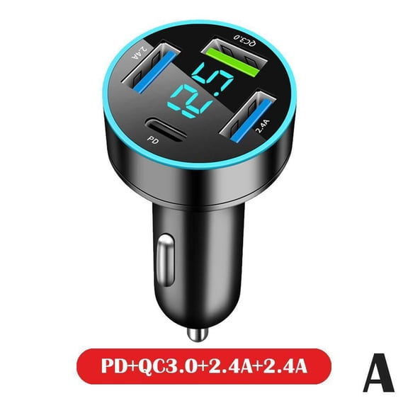 66W 4Ports USB Car Charger Fast Charging PD Quick Charge USB C Car Phone 12-24V Automobiles Interior Replacement Parts