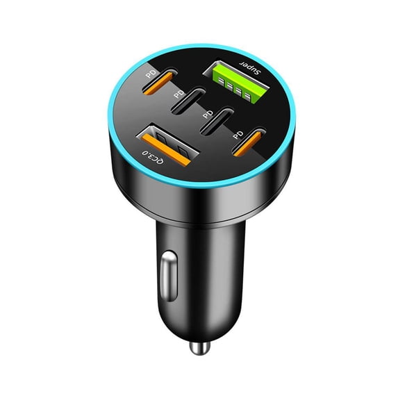 66W Car Charger 4 USB Type C Fast Charging Car Phone Adapter With Digital D