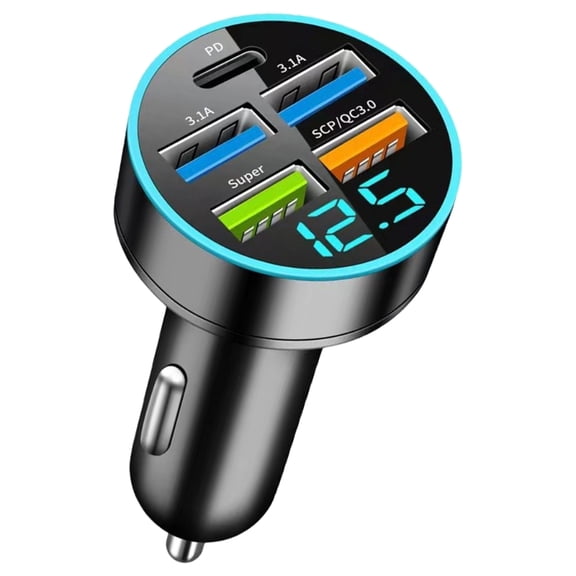 66W Car Charger with Super+Type C and Standard USB A Port for Phones Tablets