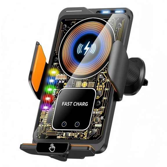 Universal 66W Fast Charging 15W Wireless Quick Charge Phone Holder Charger for iPhone 8-17 Car Mount