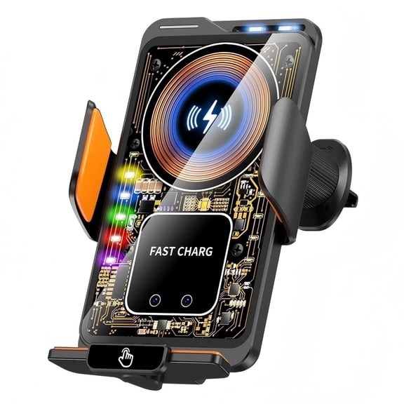 Universal 66W Fast Charging 15W Wireless Quick Charge Phone Holder Charger for iPhone 8-17 Car Mount