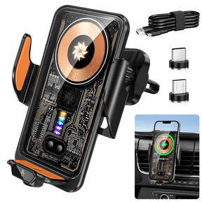 66W Fast Wireless Phone Charger with Auto Air Vent Mount & Secure Clamp Holder, Car Navigation Support Frame, Automatic Clamping Induction, Car Mobile Phone Holder, Charging Phone Holder