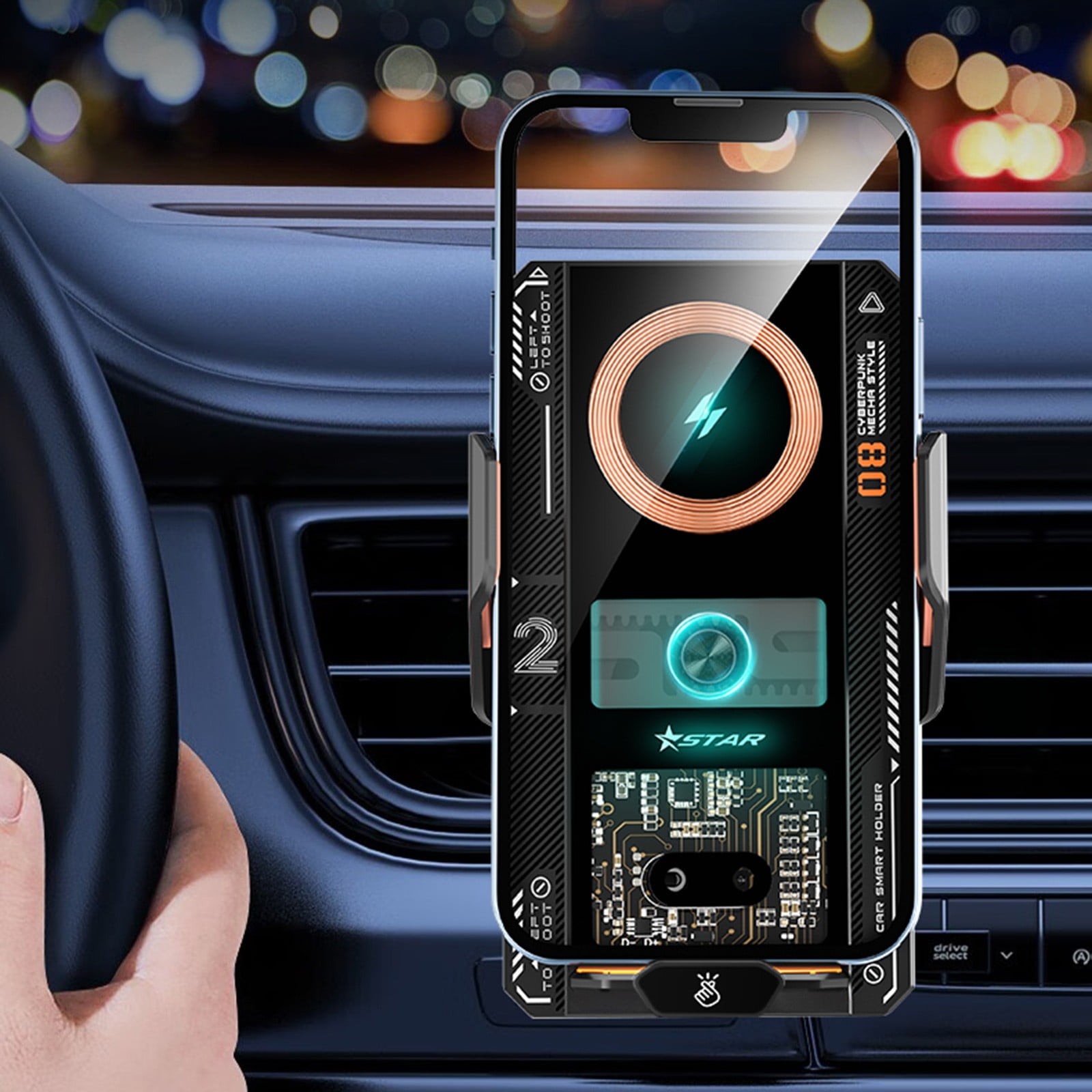 66W Magnetic Suction Car Wireless Charger - Mecha Style with