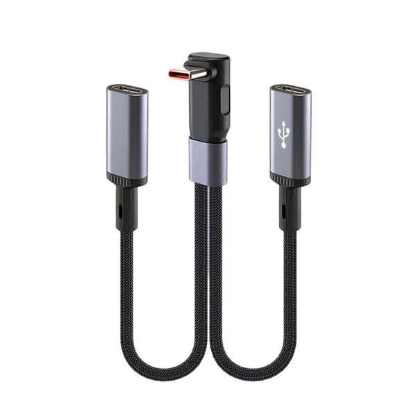 66W Type C Splitter Charging Cable Double Type C USB Port Data Sync Wire Line for Phone Mobile Power 20cm Long