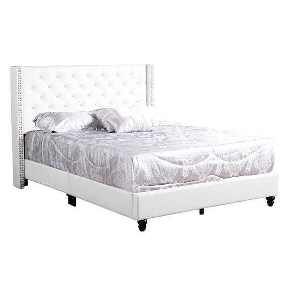 66W x 86D White Upholstered Bed - Comfortable Dimensions for Sleeping