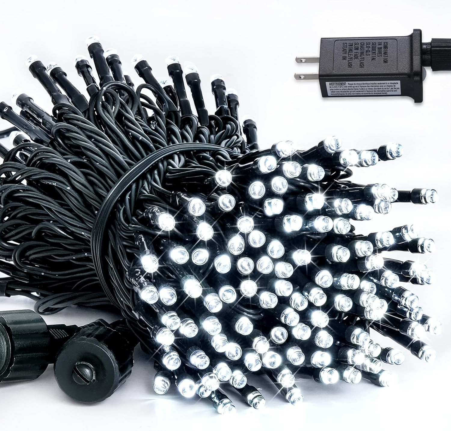 66ft 200 LED White Christmas Tree Lights, Connectable White Lights ...