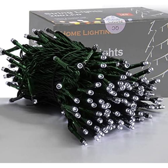 66ft Christmas Decorative Mini Lights, 200 LED Green Wire Fairy Starry String Lights Plug in, 8 Lighting Modes, for Indoor Outdoor Xmas Tree Wedding Party Decoration (White)