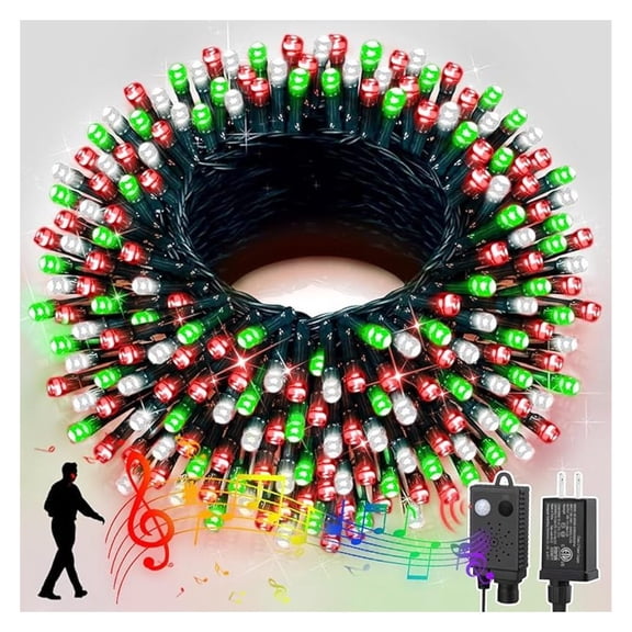 66ft Christmas Lights 200 LED String Lights with Music Sensor, Indoor Outdoor Xmas Decorations
