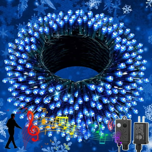 66ft Christmas Mini Lights with Music Motion Sensor Controller,200 LED Fairy Starry String Light Plug in for Indoor Outdoor Xmas Tree Wedding Party Decoration (Blue)