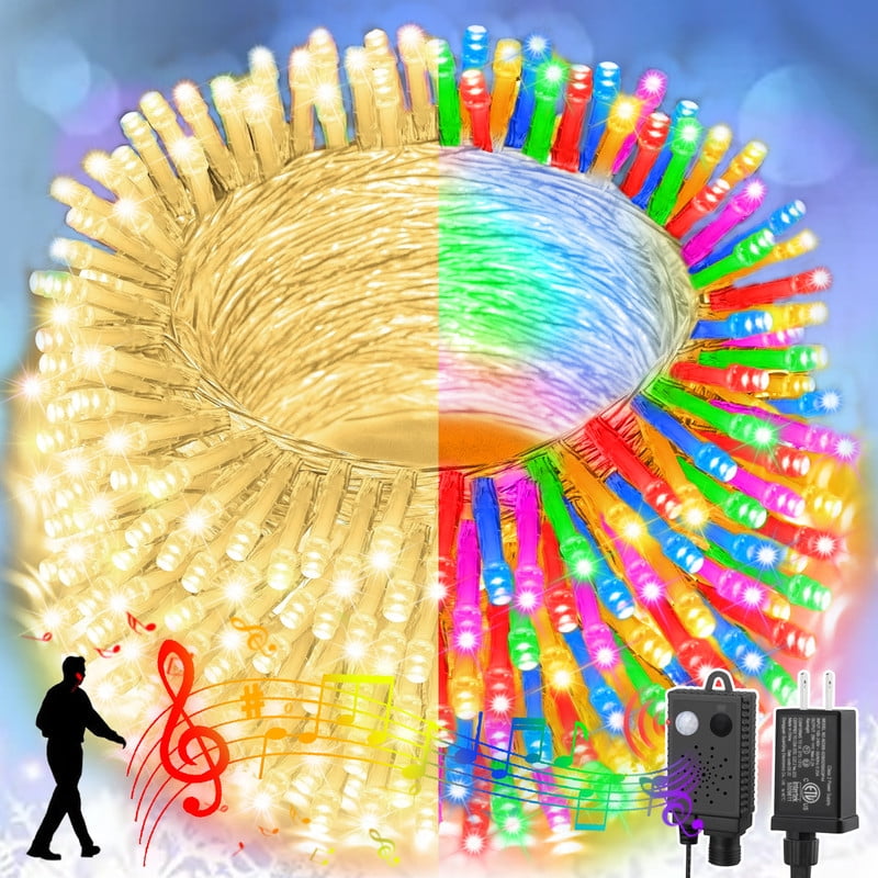 66ft Christmas Mini Lights with Music Motion Sensor Controller,200 LED Fairy Starry String Light Plug in for Indoor Outdoor Xmas Tree Wedding Party Decoration (Warm White and Multicolor)