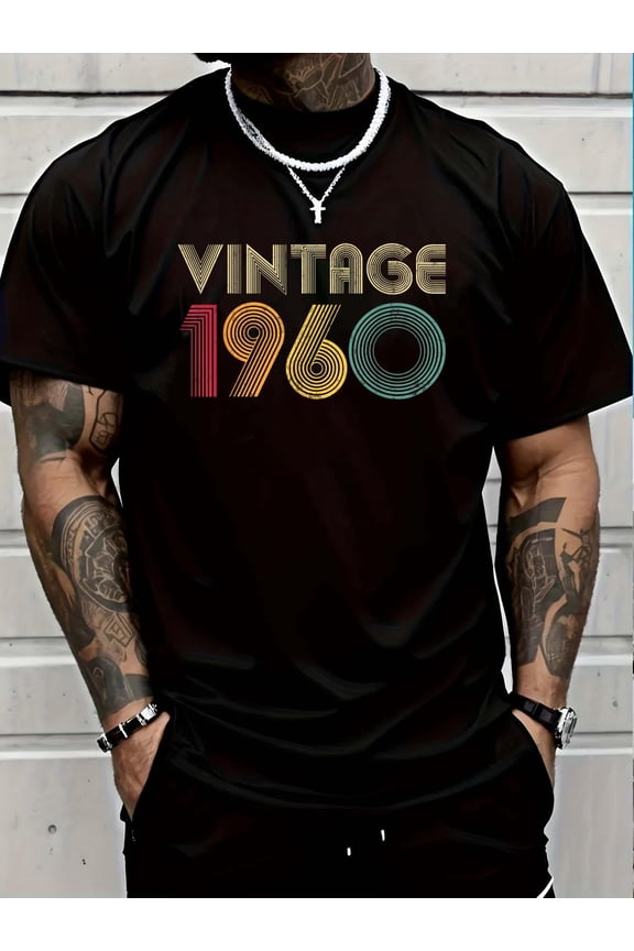 66th Birthday Gift Vintage 1960 66 Years Old Men Women Retro T-Shirt Soft Cotton Lightweight Casual Graphic Tee,Casual Summer Fashion T-shirt