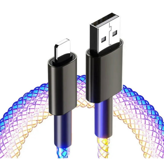 66w RGB led flowing usb to lighting fast charging cable