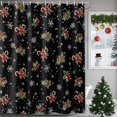 thumbnail image 1 of 66x72 Inch Shower Curtains for Bathroom, Christmas Black Fabric Bath Curtain Decor, Xmas Cane Berries Pinecone Snowflakes Waterproof Restroom Curtains Shower Set Accessories with 12 Hooks 66 Inch, 1 of 8