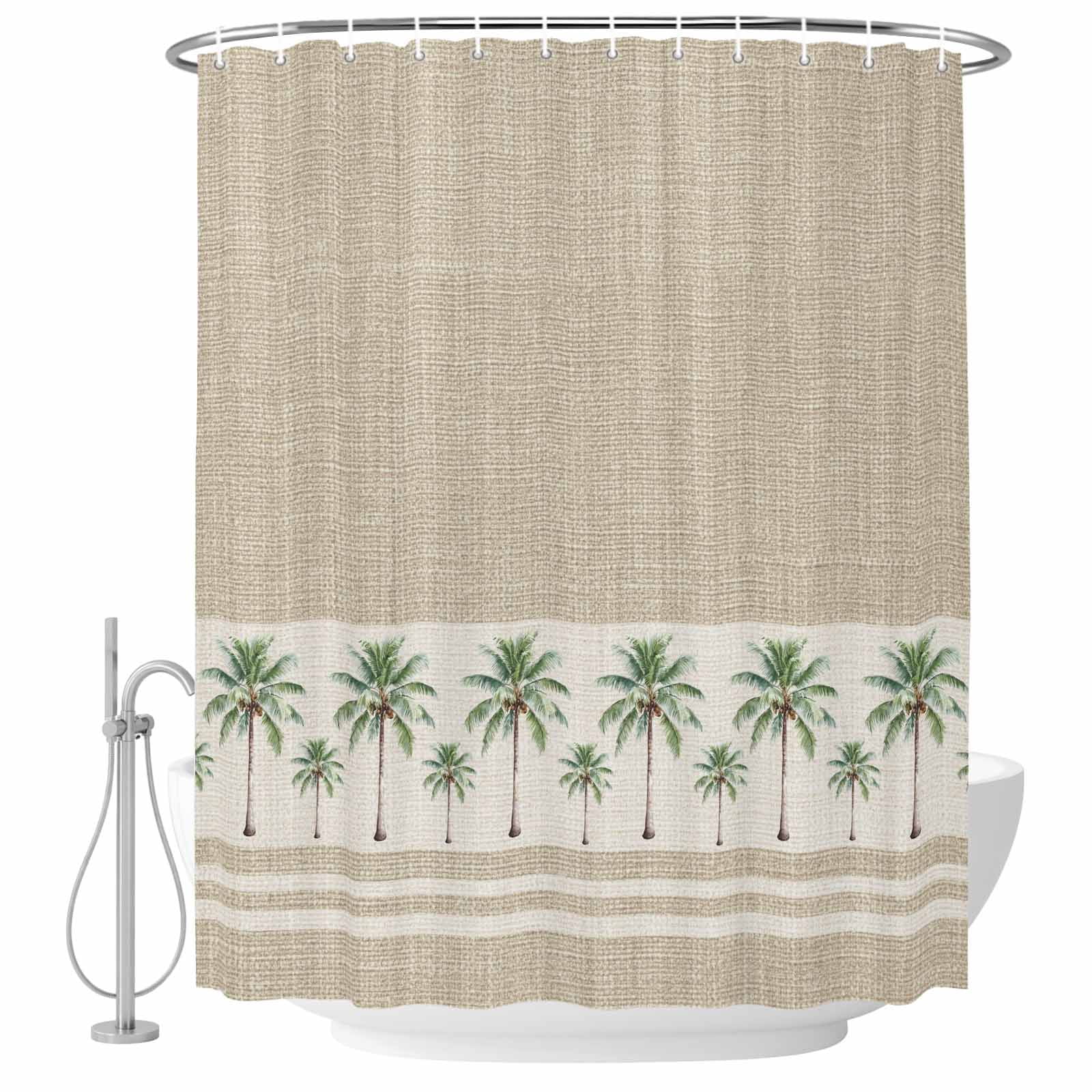 66x72 Inch Shower Curtains for Bathroom, Coastal Palm Trees Fabric Bath ...