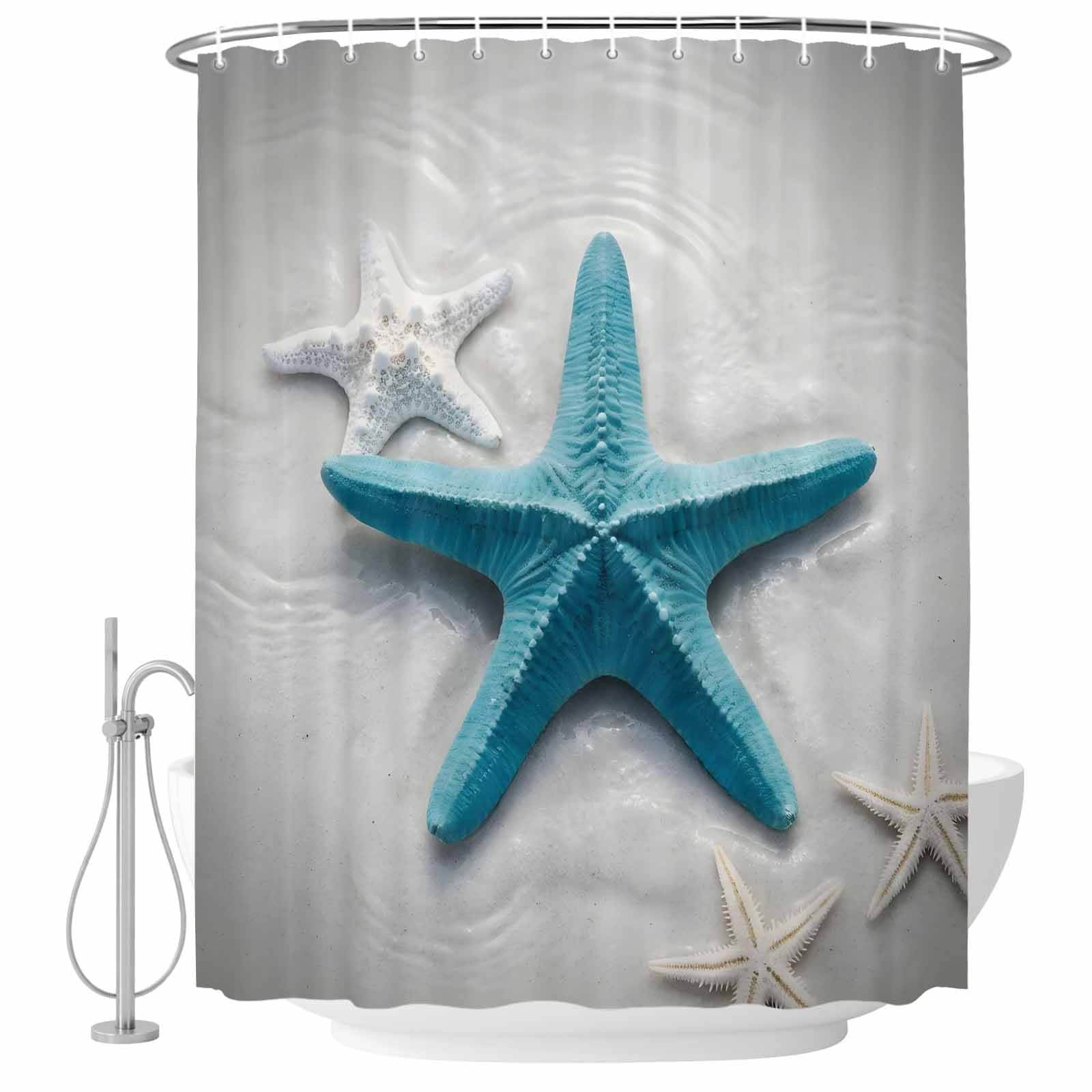 66x72 Inch Shower Curtains for Bathroom, Coastal Starfish Fabric Bath ...