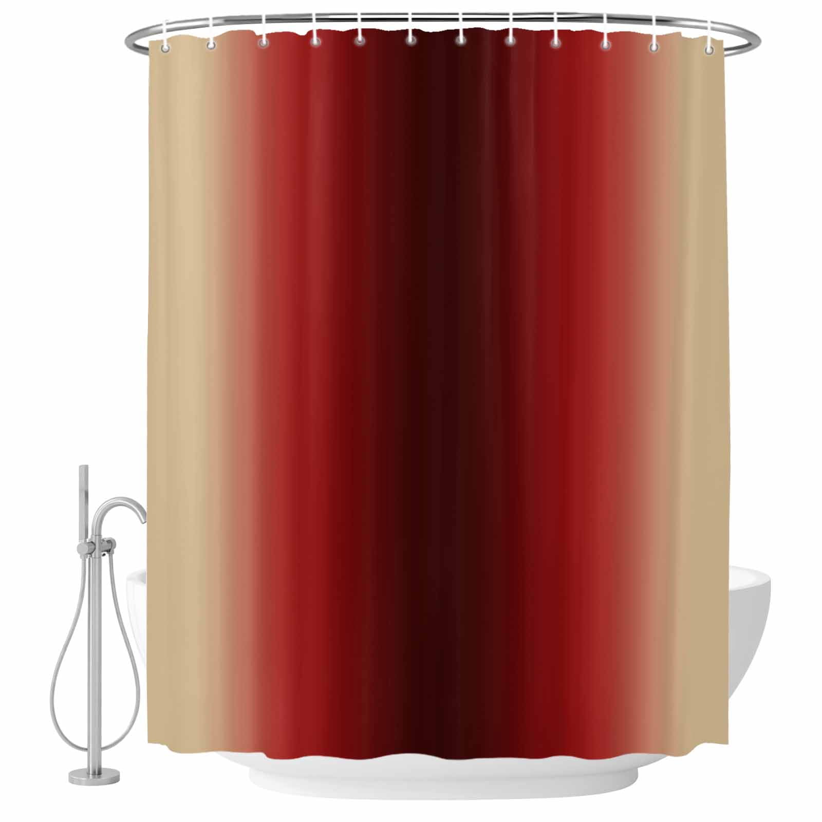 66x72 Inch Shower Curtains for Bathroom, Dark Red Yellow Ombre Fabric ...