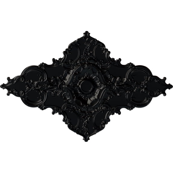 67 1/4"W x 43 3/8"H x 4"ID x 2"P Melchor Diamond Ceiling Medallion (Fits Canopies up to 4"), Hand-Painted Jet Black