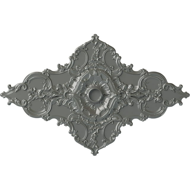 67 1/4"W x 43 3/8"H x 4"ID x 2"P Melchor Diamond Ceiling Medallion (Fits Canopies up to 4"), Hand-Painted Silver