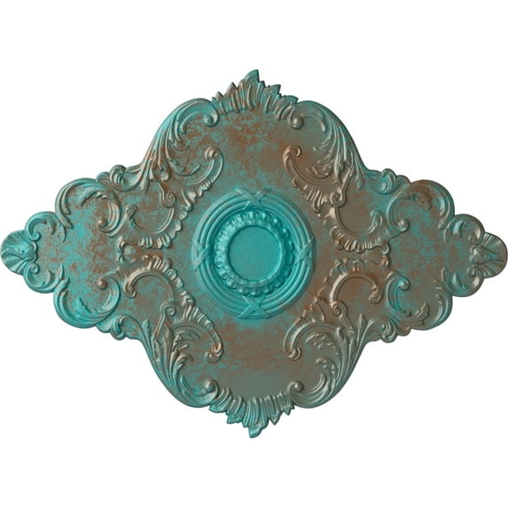 67 1/8"W x 48 5/8"H x 1 7/8"P Piedmont Ceiling Medallion (Fits Canopies up to 6 1/2"), Hand-Painted Copper Green Patina
