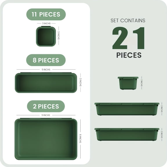 67/21 PCS Tool Box Organizer Tray Drawer Organizer for Rolling Tool Chest Workbench Cabinet Storage Box for Hardware Parts Screws Nuts Small Tools Black