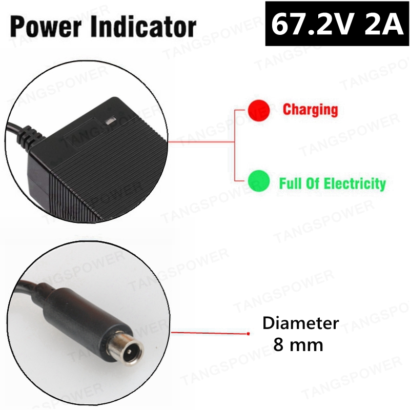 67.2V 2A lithium battery charger For ebike 16S 60V liion battery pack
