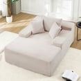 thumbnail image 1 of 67.3" Oversized Chaise Lounge Chair Indoor Corduroy Upholstered Boneless Couch Sofa Bed with 3 Pillows for Living Room Bedroom,Beige, 1 of 9