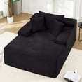 thumbnail image 1 of 67.3" Oversized Chaise Lounge Chair Indoor Corduroy Upholstered Boneless Couch Sofa Bed with 3 Pillows for Living Room Bedroom,Black, 1 of 9