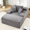 thumbnail image 1 of 67.3" Oversized Chaise Lounge Chair Indoor Corduroy Upholstered Boneless Couch Sofa Bed with 3 Pillows for Living Room Bedroom,Grey, 1 of 9