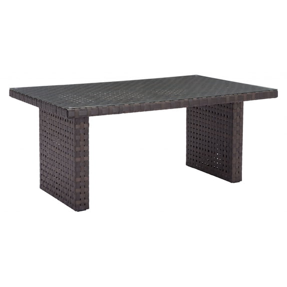 67.3" x 39.4" x 29" Brown, Tempered Glass, Synthetic Weave, Aluminum, Dining Table