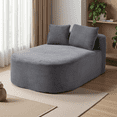 thumbnail image 1 of 67.5" Chaise Lounge Chair, Oversized Sleeper Sofa Bed, Corduroy Convertible Boneless Sofa with Pillows for Living Room, No Assembly Required, Dark Grey, 1 of 11