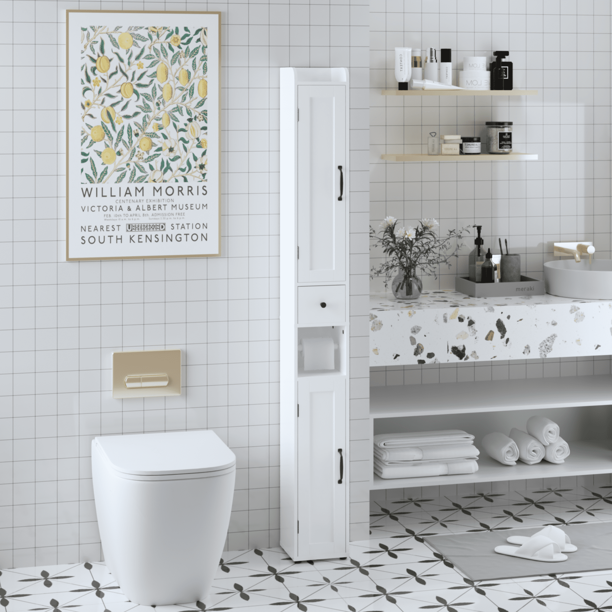 67.51" Tall Bathroom Storage Cabinet with Adjustable Shelves,Slim 2 ...
