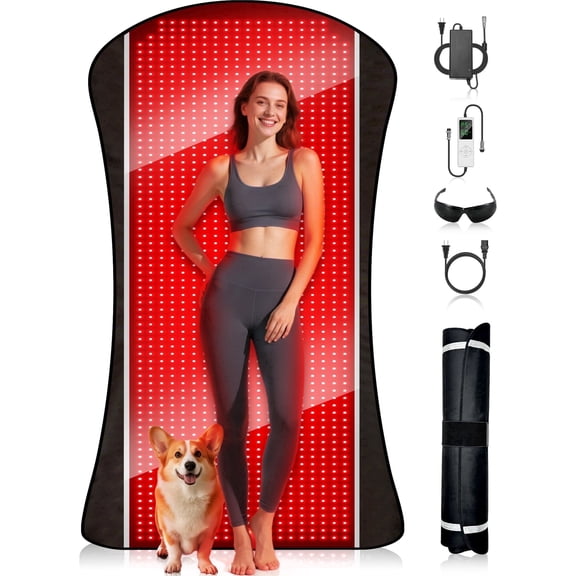1408 Leds Red Light Therapy Mat for Body, (660nm& 850nm) Dual Wavelength Infrared Blanket Pad, 5 Modes & 10Hz 40Hz Modes& Adjustable Timer for Dog